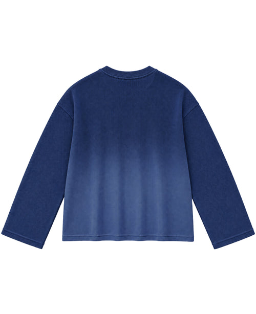 Blue Ombré Waffle Knit Oversized Full-Sleeve Back Design