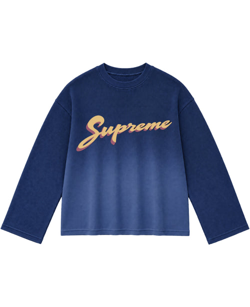Blue Ombré Waffle Knit Oversized Full-Sleeve Front Design