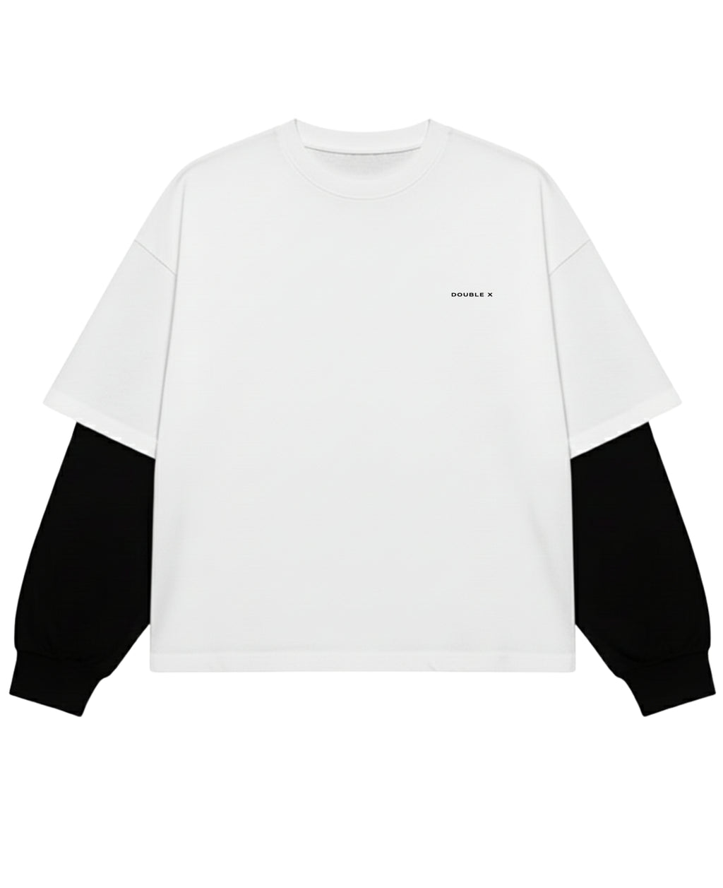 White With Black Sleeve Oversized Tee Front Design