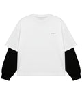 White With Black Sleeve Oversized Tee Front Design