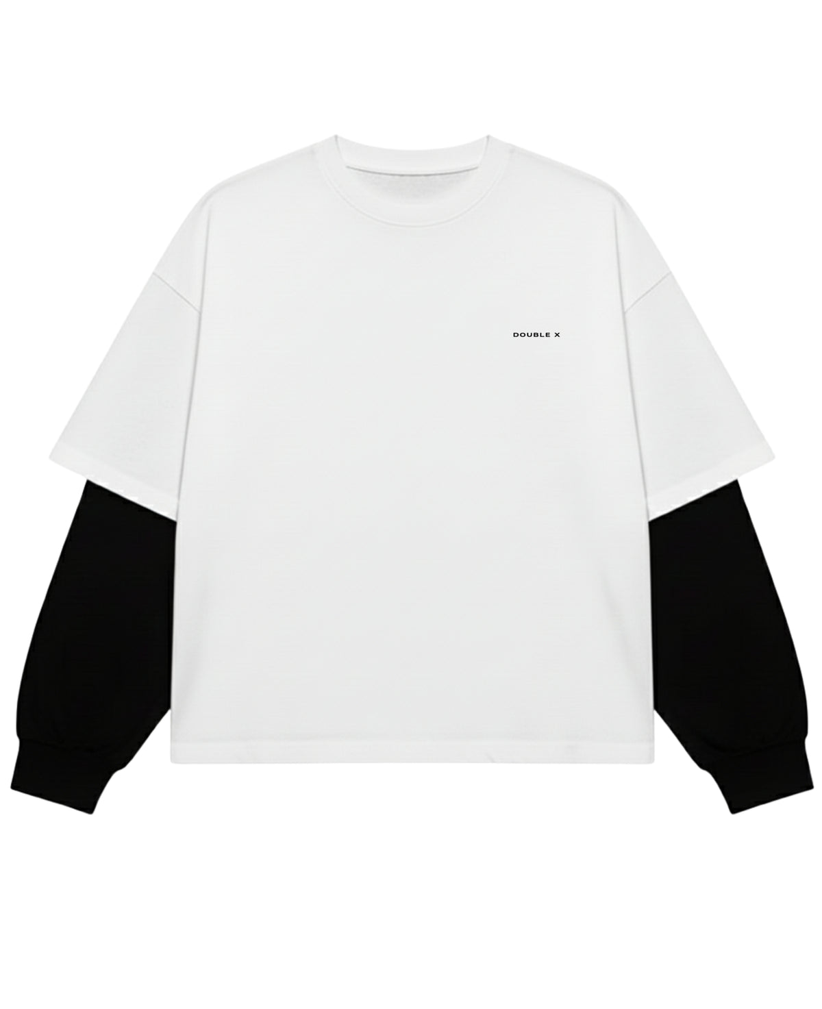 White With Black Sleeve Oversized Tee Front Design