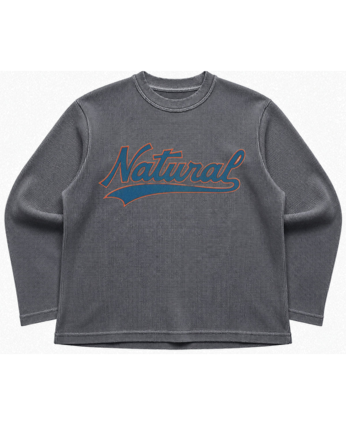 Acidwash waffle knit oversized full-sleeve Front Design